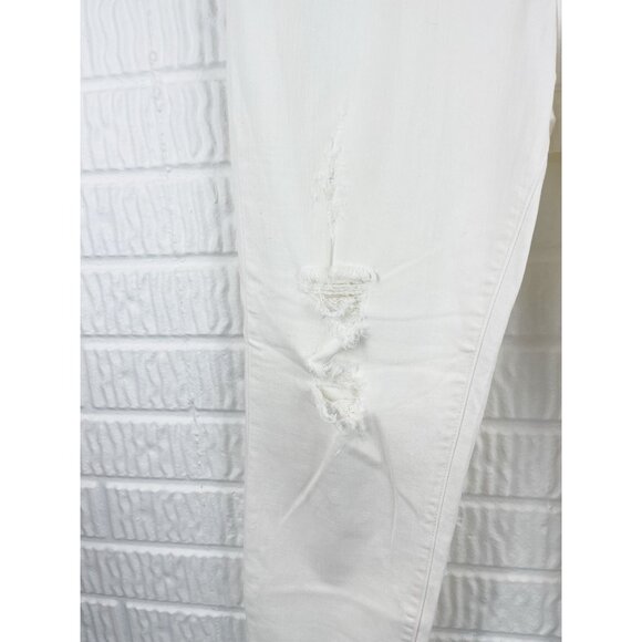 Madewell Jeans Size 32 9” High Rise Skinny Crop Pure White Destructed Edition - Picture 6 of 16